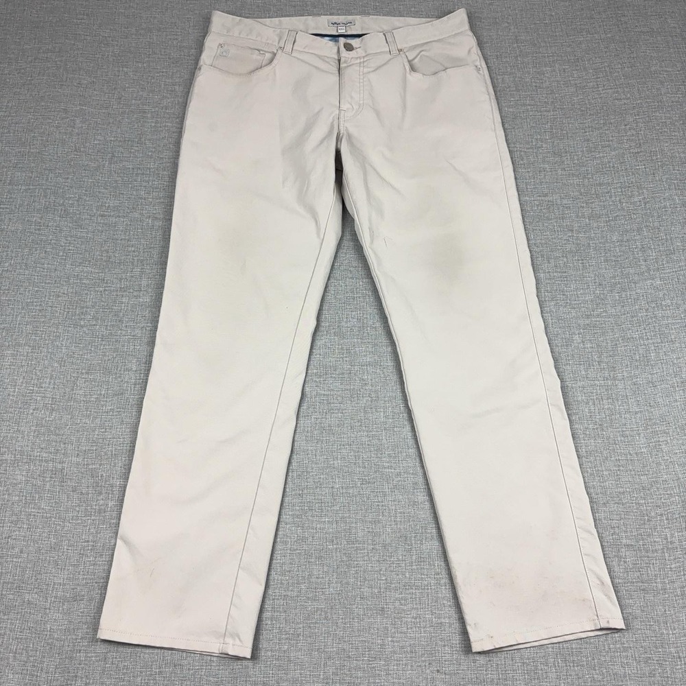 Peter Millar EB66 Performance Five Pocket Golf Pants Mens 35x30 Beige Crown